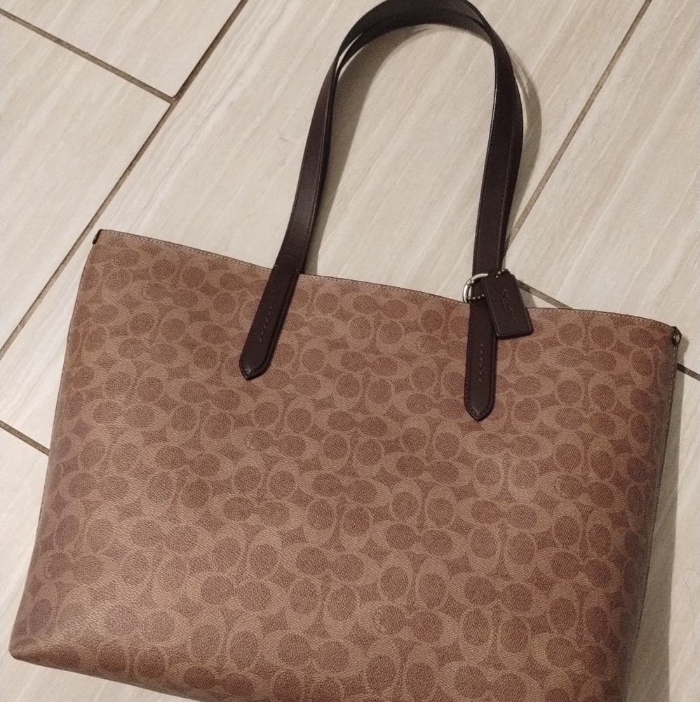 Coach Highline tote Signature logo rust/dark brown